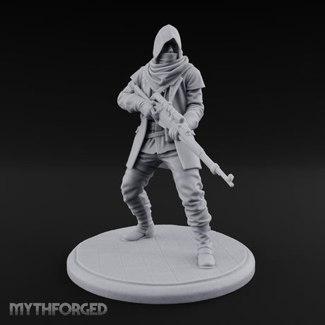 Rifle Stalking Human Resistance Fighter Miniature for Dungeons and Dragons, Pathfinder or other TTRPGs