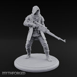 Rifle Stalking Human Resistance Fighter Miniature for Dungeons and Dragons, Pathfinder or other TTRPGs