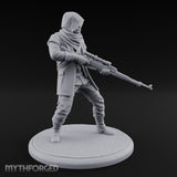 Rifle Stalking Human Resistance Fighter Miniature for Dungeons and Dragons, Pathfinder or other TTRPGs