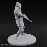 Rifle Stalking Human Resistance Fighter Miniature for Dungeons and Dragons, Pathfinder or other TTRPGs
