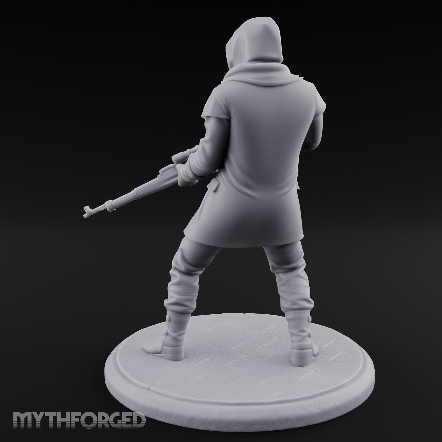 Rifle Stalking Human Resistance Fighter Miniature for Dungeons and Dragons, Pathfinder or other TTRPGs