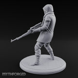 Rifle Stalking Human Resistance Fighter Miniature for Dungeons and Dragons, Pathfinder or other TTRPGs