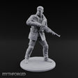 Rifle Sweeping Human Resistance Fighter Miniature for Dungeons and Dragons, Pathfinder or other TTRPGs