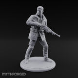 Rifle Sweeping Human Resistance Fighter Miniature for Dungeons and Dragons, Pathfinder or other TTRPGs