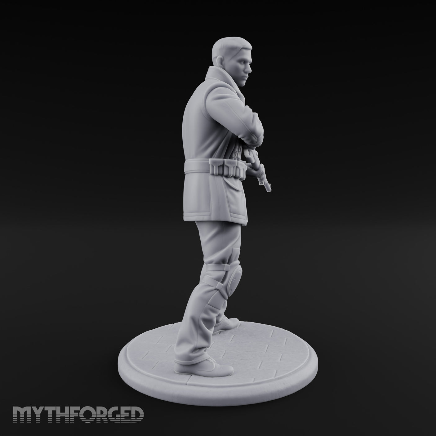 Rifle Sweeping Human Resistance Fighter Miniature for Dungeons and Dragons, Pathfinder or other TTRPGs
