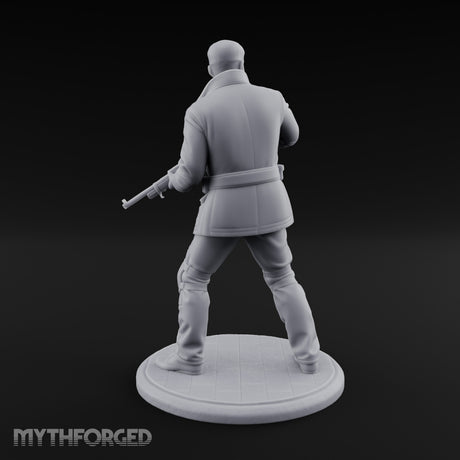 Rifle Sweeping Human Resistance Fighter Miniature for Dungeons and Dragons, Pathfinder or other TTRPGs