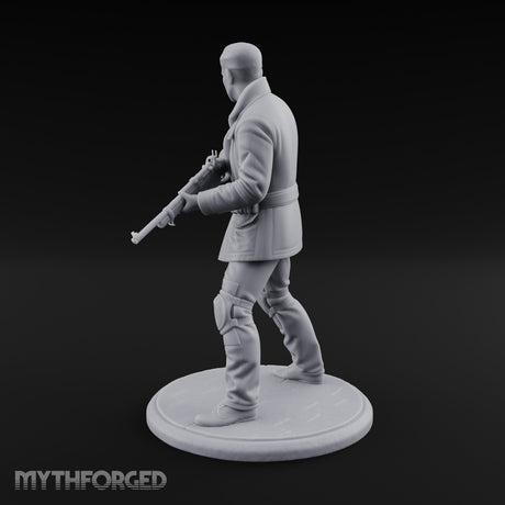 Rifle Sweeping Human Resistance Fighter Miniature for Dungeons and Dragons, Pathfinder or other TTRPGs