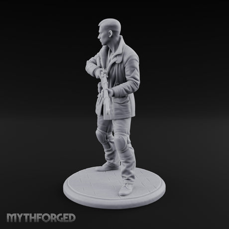 Rifle Sweeping Human Resistance Fighter Miniature for Dungeons and Dragons, Pathfinder or other TTRPGs