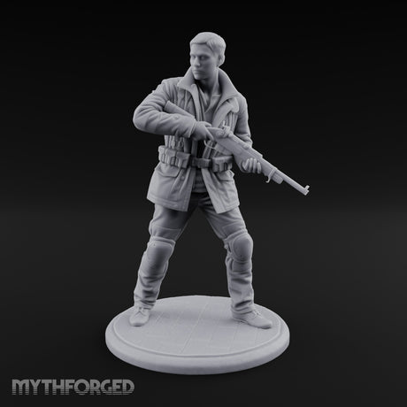 Rifle Sweeping Human Resistance Fighter Miniature for Dungeons and Dragons, Pathfinder or other TTRPGs