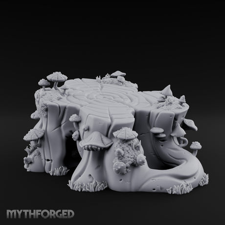 Ring-Grained Fungus-Smothered Forest Stump Miniature for Dungeons and Dragons, Pathfinder or other TTRPGs