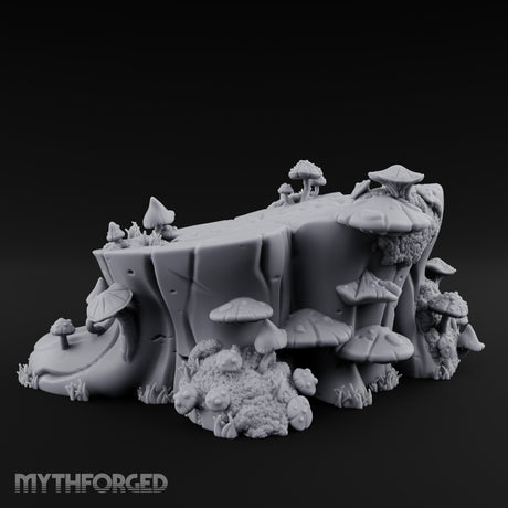 Ring-Grained Fungus-Smothered Forest Stump Miniature for Dungeons and Dragons, Pathfinder or other TTRPGs