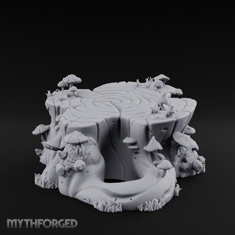 Ring-Grained Fungus-Smothered Forest Stump Miniature for Dungeons and Dragons, Pathfinder or other TTRPGs