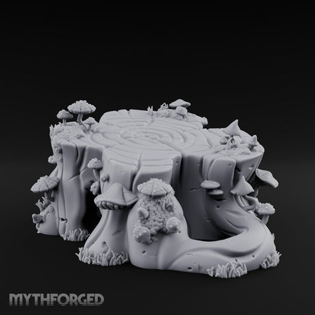 Ring-Grained Fungus-Smothered Forest Stump Miniature for Dungeons and Dragons, Pathfinder or other TTRPGs