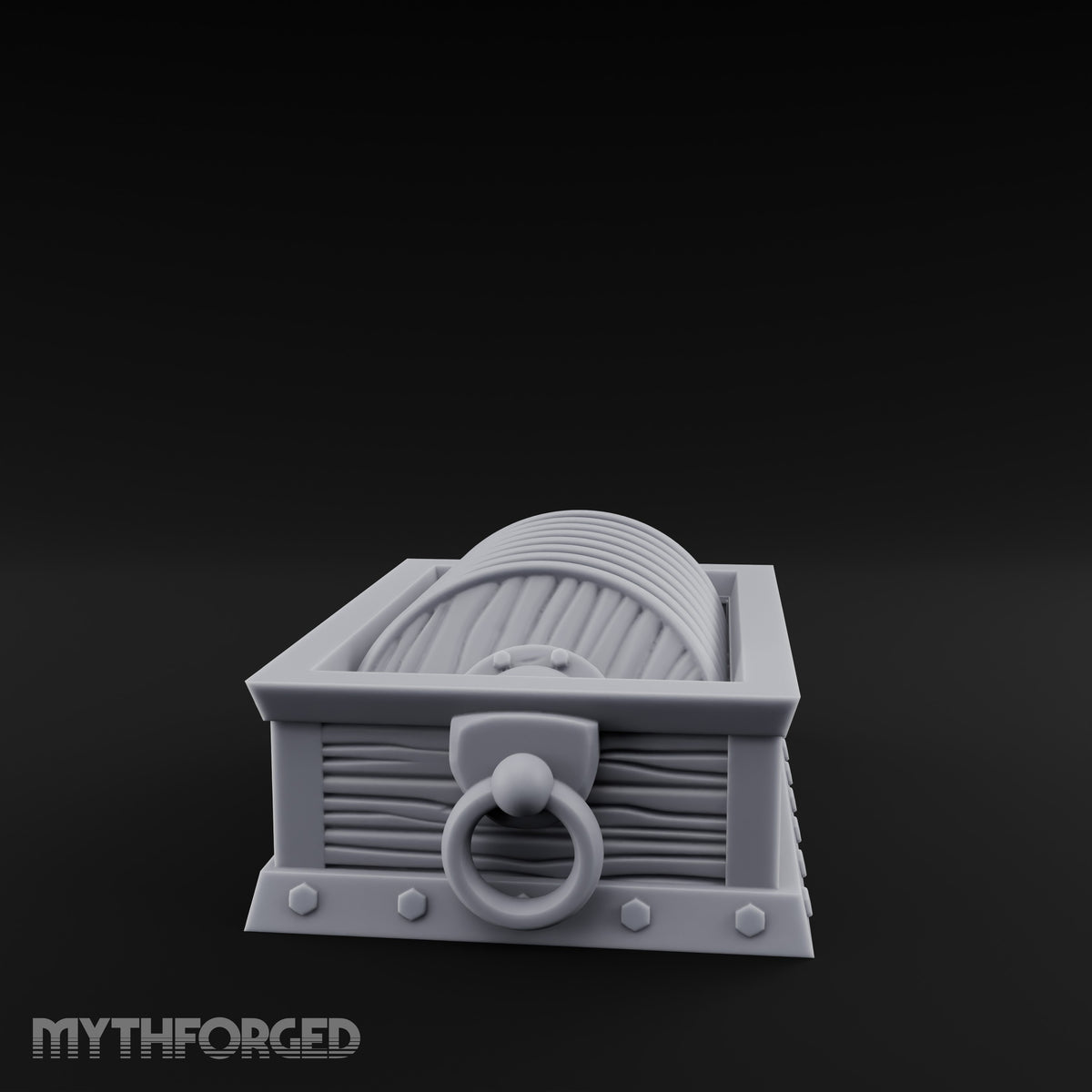 Ring-Handled Rivet-Footed Rope Storage Crate Miniature for Dungeons and Dragons, Pathfinder or other TTRPGs