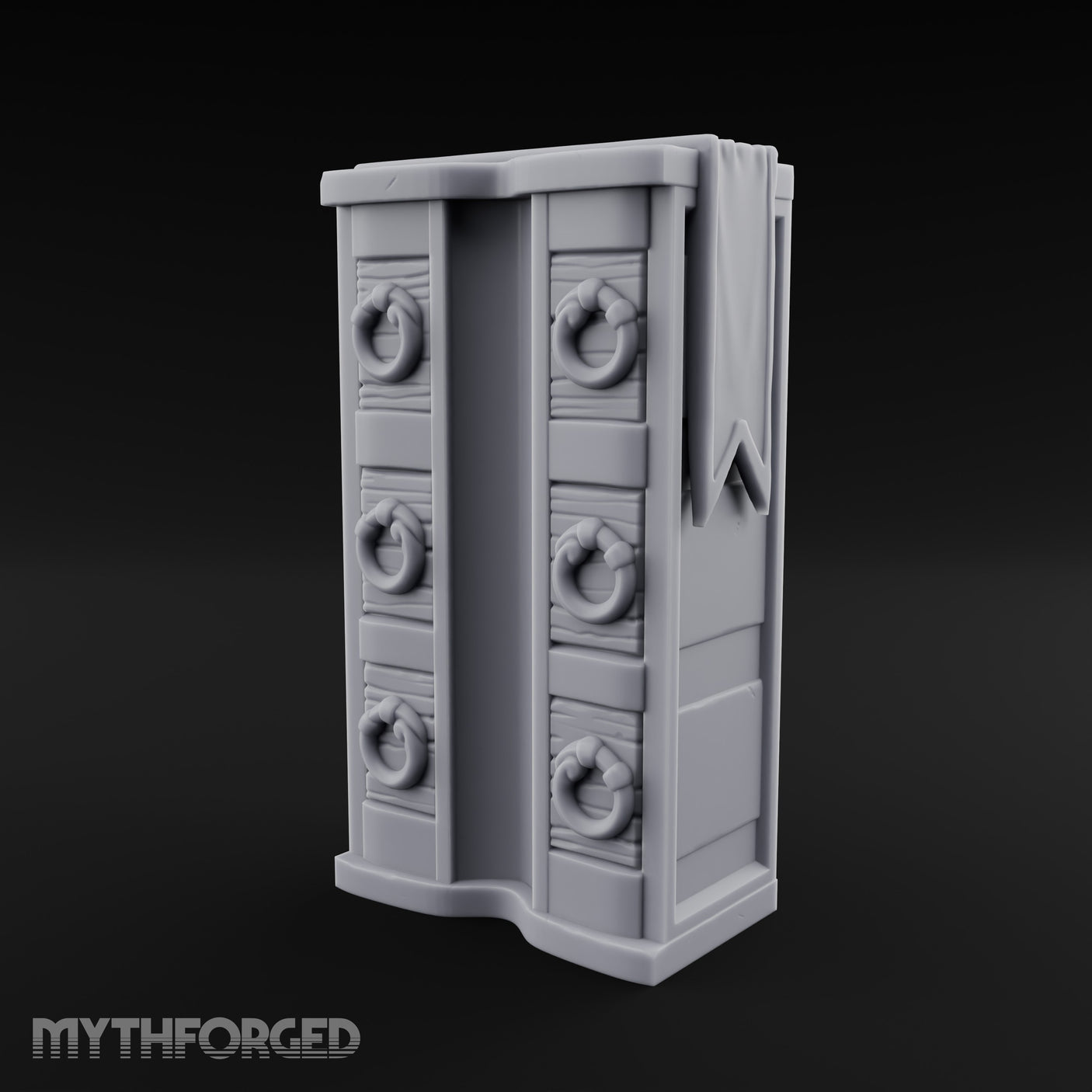 Ring-Handled Six-Drawer Noble Dresser Miniature for Dungeons and Dragons, Pathfinder or other TTRPGs