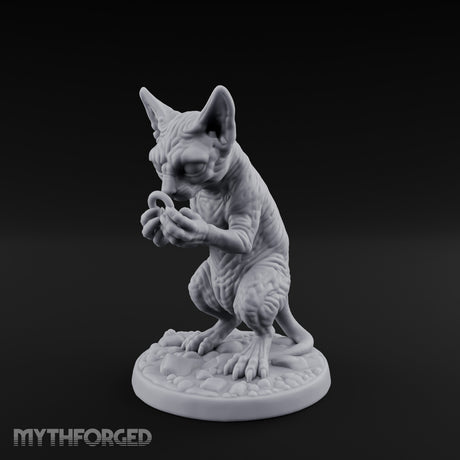 Ring Inspecting Tabaxi Familiar Miniature for Dungeons and Dragons, Pathfinder or other TTRPGs