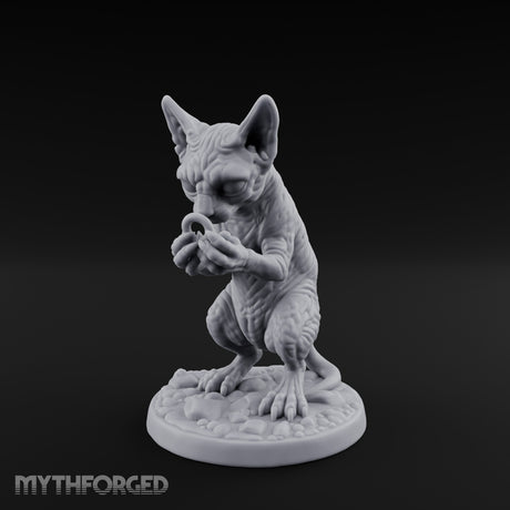 Ring Inspecting Tabaxi Familiar Miniature for Dungeons and Dragons, Pathfinder or other TTRPGs