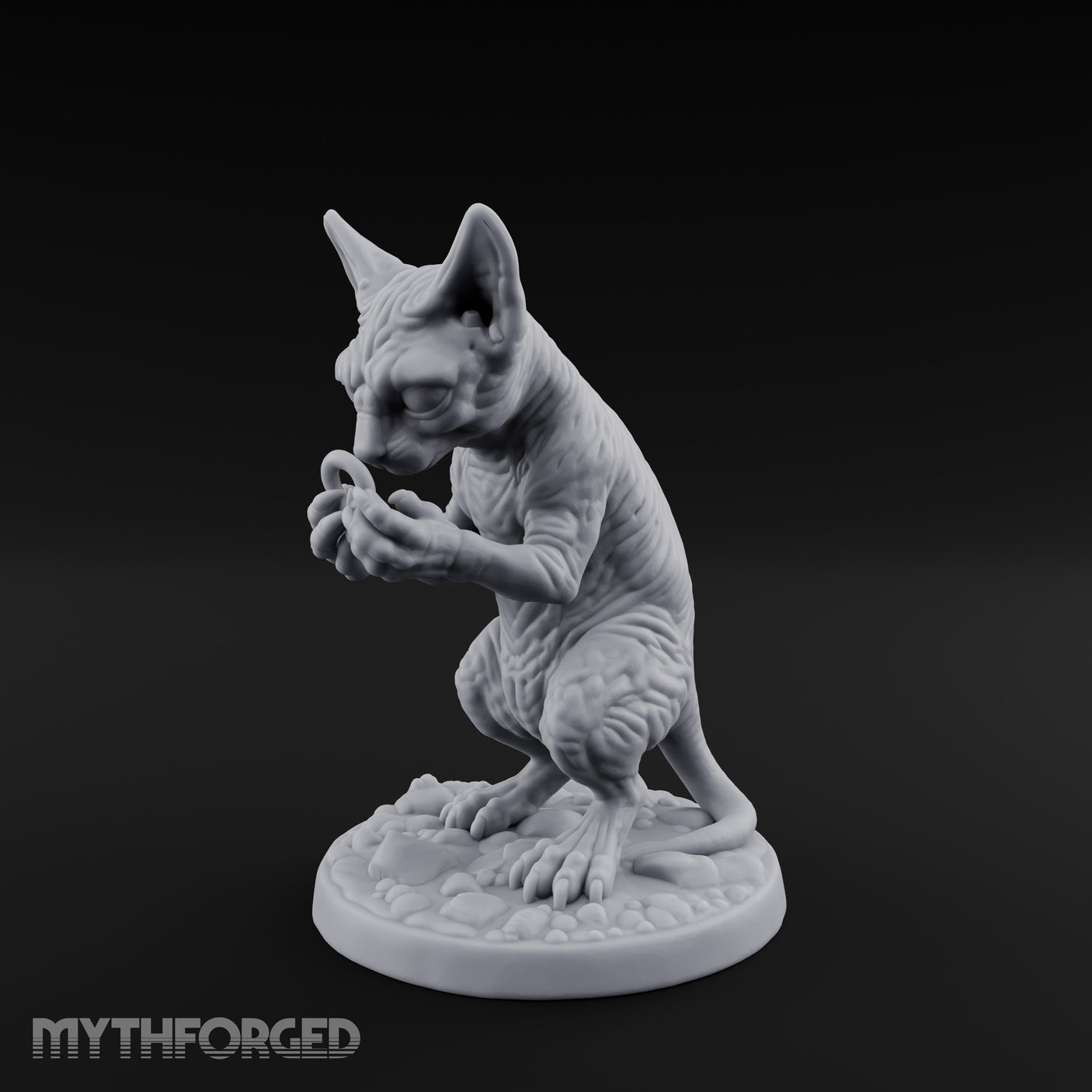 Ring Inspecting Tabaxi Familiar Miniature for Dungeons and Dragons, Pathfinder or other TTRPGs