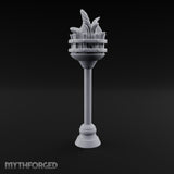 Rivet-Banded Flame-Surging Standing Torch Brazier Post