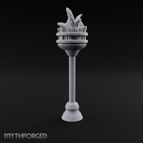 Rivet-Banded Flame-Surging Standing Torch Brazier Post