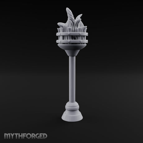 Rivet-Banded Flame-Surging Standing Torch Brazier Post