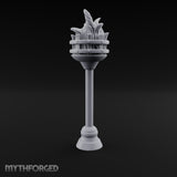 Rivet-Banded Flame-Surging Standing Torch Brazier Post gallery 1