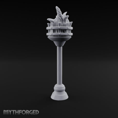 Rivet-Banded Flame-Surging Standing Torch Brazier Post gallery 1