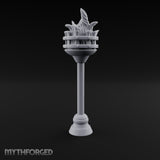 Rivet-Banded Flame-Surging Standing Torch Brazier Post gallery 2