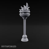 Rivet-Banded Flame-Surging Standing Torch Brazier Post gallery 3