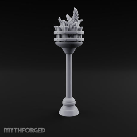 Rivet-Banded Flame-Surging Standing Torch Brazier Post gallery 3