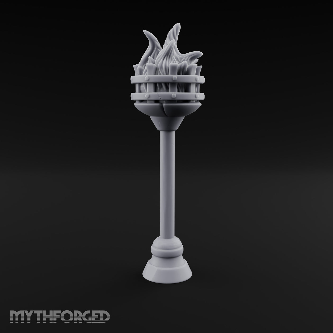 Rivet-Banded Flame-Surging Standing Torch Brazier Post gallery 5