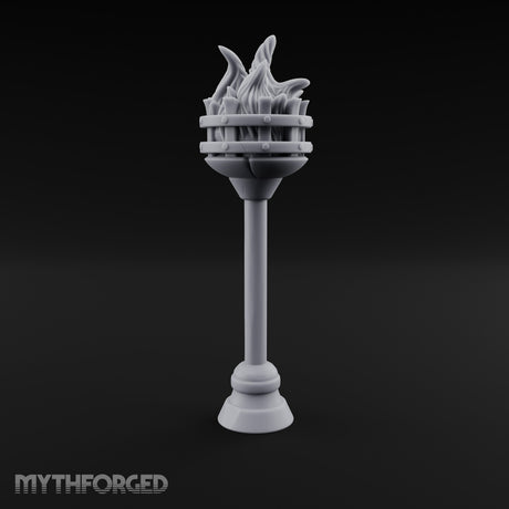 Rivet-Banded Flame-Surging Standing Torch Brazier Post gallery 5