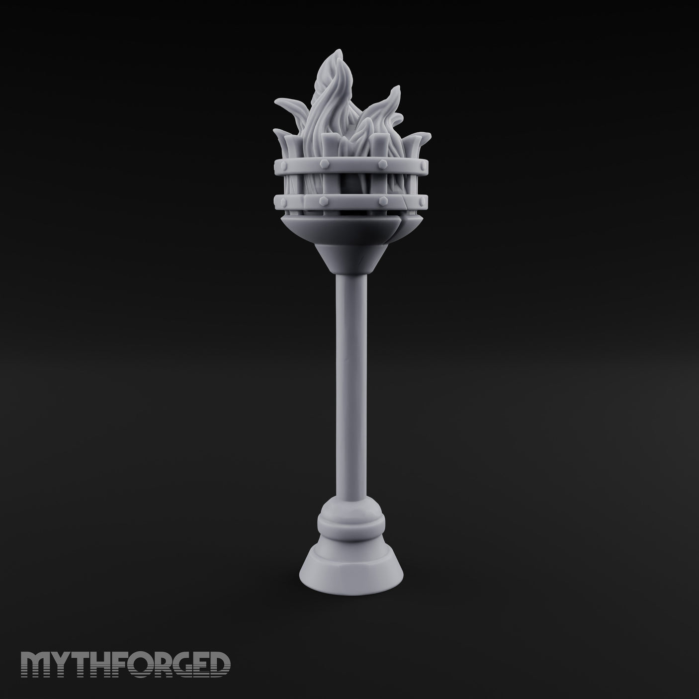 Rivet-Banded Flame-Surging Standing Torch Brazier Post gallery 6