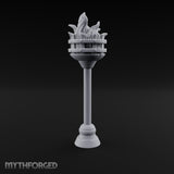 Rivet-Banded Flame-Surging Standing Torch Brazier Post gallery 6