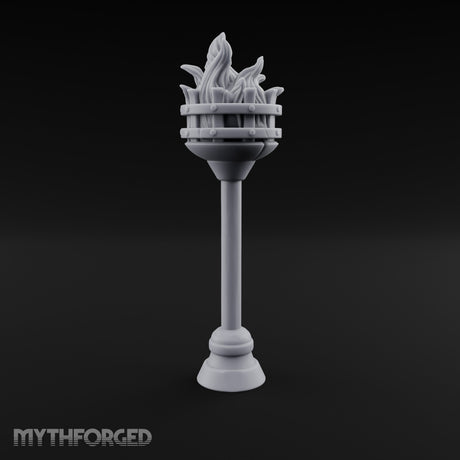 Rivet-Banded Flame-Surging Standing Torch Brazier Post gallery 6