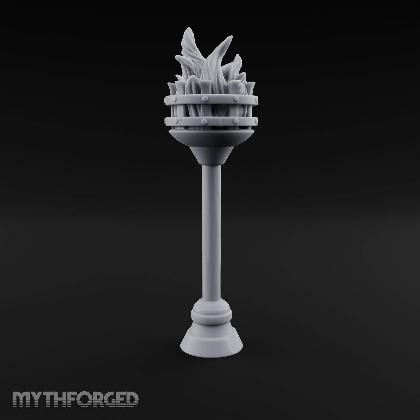 Rivet-Banded Flame-Surging Standing Torch Brazier Post gallery 7