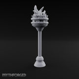 Rivet-Banded Flame-Surging Standing Torch Brazier Post gallery 7