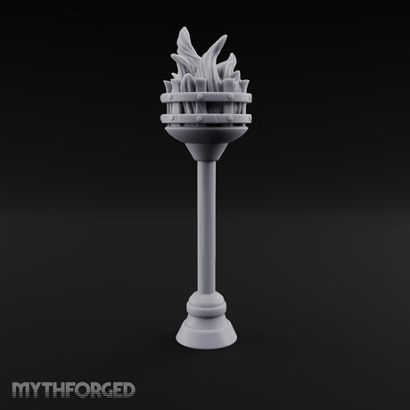 Rivet-Banded Flame-Surging Standing Torch Brazier Post gallery 7