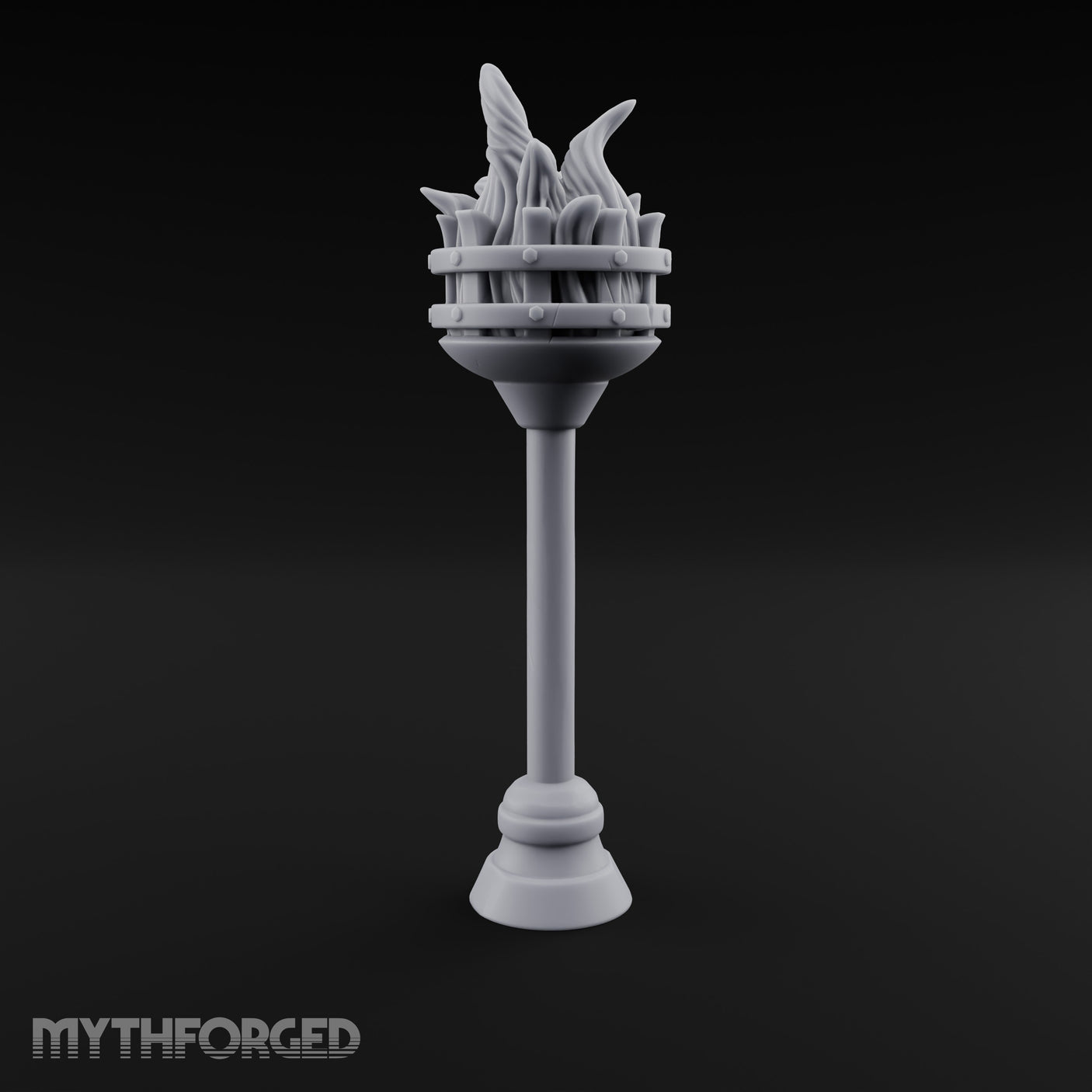 Rivet-Banded Flame-Surging Standing Torch Brazier Post gallery 8
