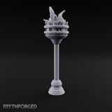 Rivet-Banded Flame-Surging Standing Torch Brazier Post gallery 8