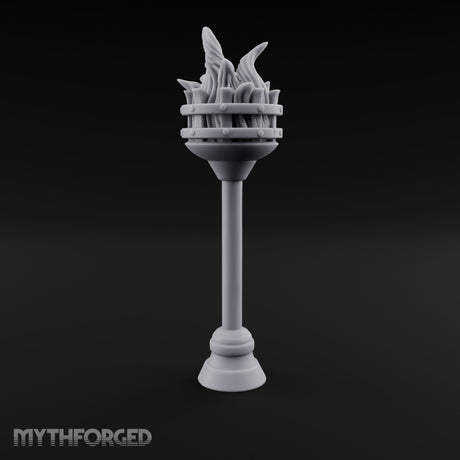 Rivet-Banded Flame-Surging Standing Torch Brazier Post gallery 8