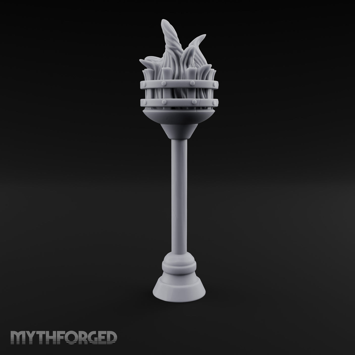 Rivet-Banded Flame-Surging Standing Torch Brazier Post gallery 9