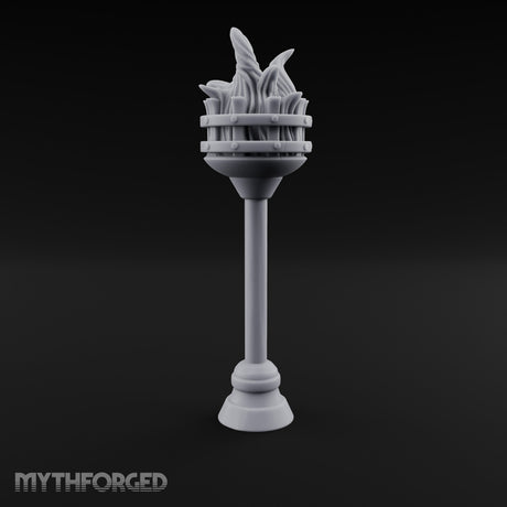 Rivet-Banded Flame-Surging Standing Torch Brazier Post gallery 9