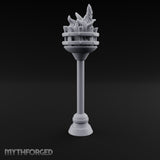 Rivet-Banded Roaring-Flame Standing Brazier Miniature for Dungeons and Dragons, Pathfinder or other TTRPGs
