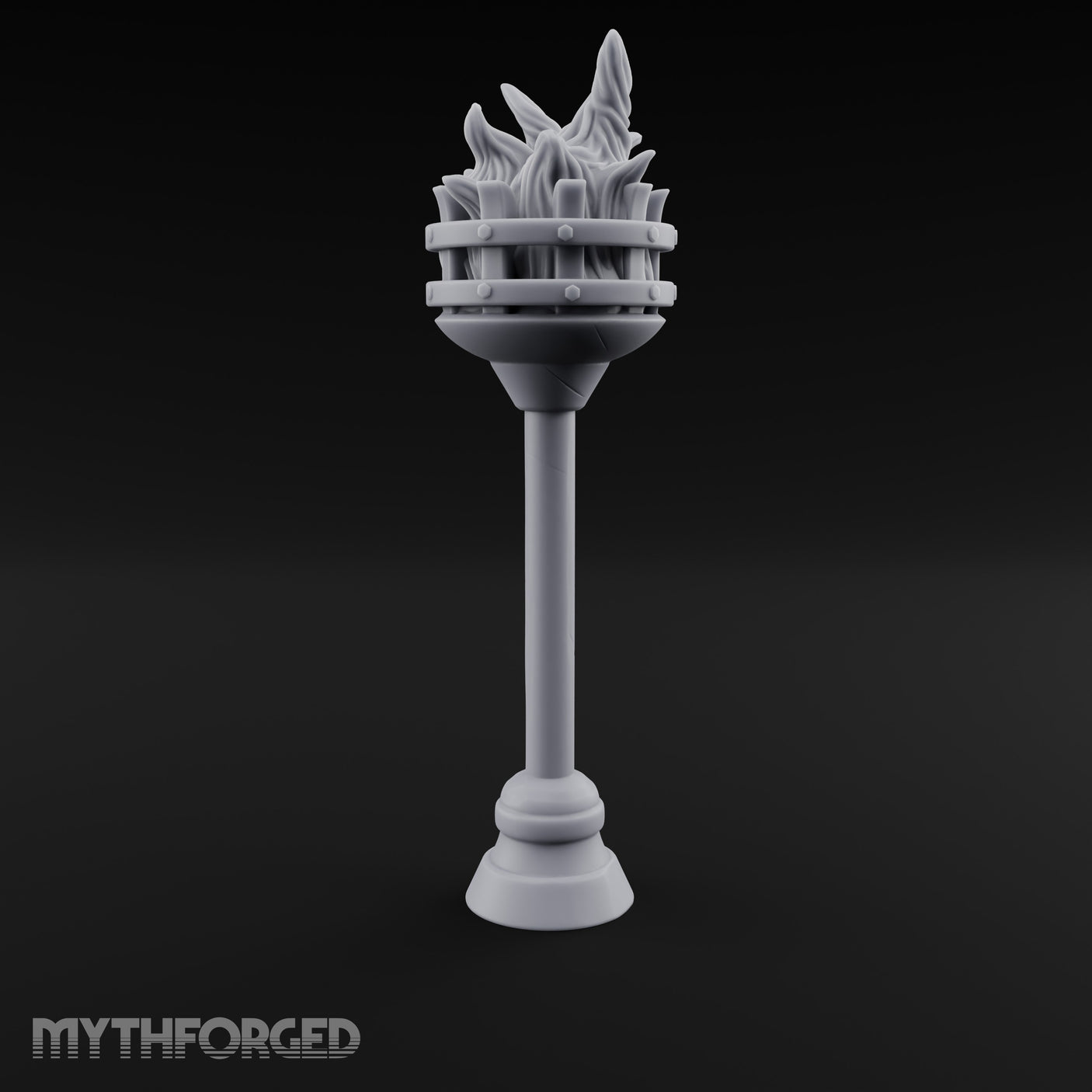 Rivet-Banded Roaring-Flame Standing Brazier Miniature for Dungeons and Dragons, Pathfinder or other TTRPGs