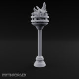 Rivet-Banded Roaring-Flame Standing Brazier Miniature for Dungeons and Dragons, Pathfinder or other TTRPGs