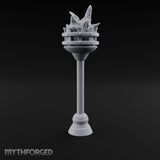 Rivet-Banded Roaring-Flame Standing Brazier Miniature for Dungeons and Dragons, Pathfinder or other TTRPGs
