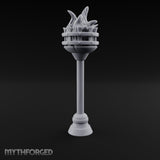 Rivet-Banded Roaring-Flame Standing Brazier Miniature for Dungeons and Dragons, Pathfinder or other TTRPGs