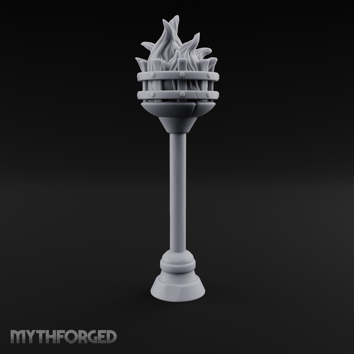 Rivet-Banded Roaring-Flame Standing Brazier Miniature for Dungeons and Dragons, Pathfinder or other TTRPGs
