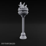 Rivet-Banded Roaring-Flame Standing Brazier Miniature for Dungeons and Dragons, Pathfinder or other TTRPGs